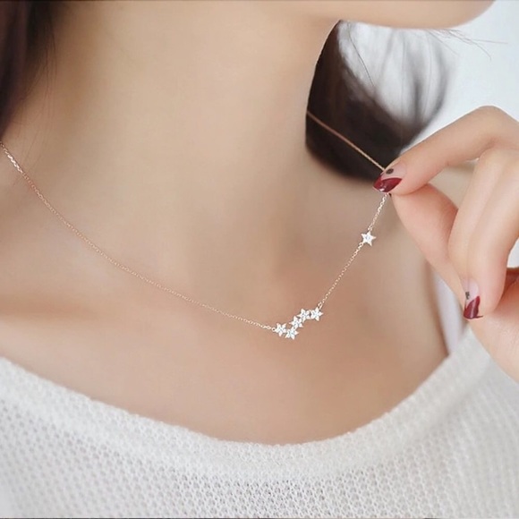 Jewelry - New S925 Sterling Silver Diamond Star Necklace